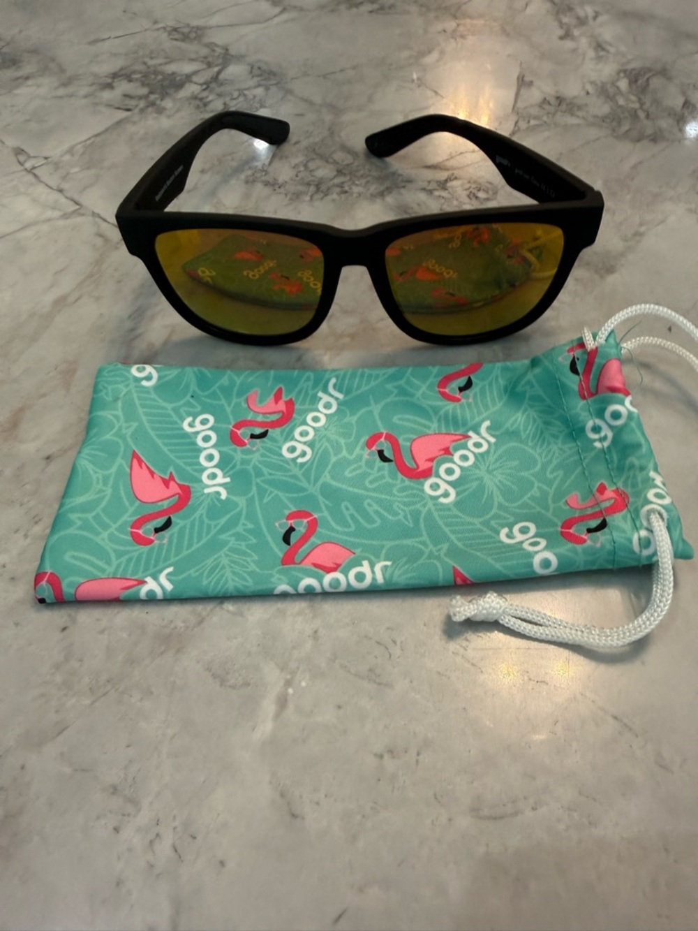 Goodr Beelzebub’s Bourbon Burpees Sunglasses w case Excellent!